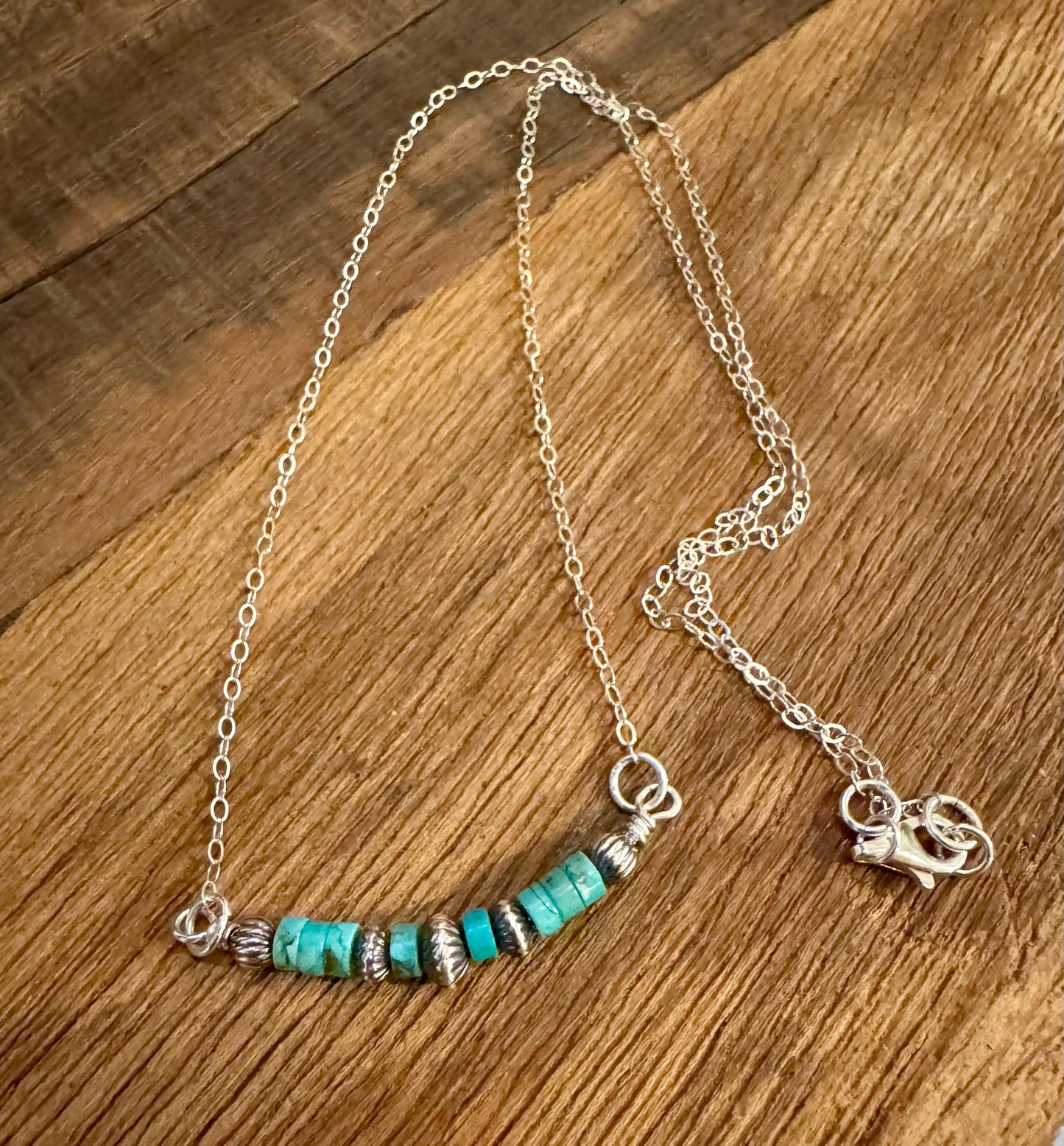Navajo Pearl and Turquoise Bar Necklace, Sterling Silver Chain, Authentic Navajo Pearls and Turquoise, Turquoise Jewelry Gift