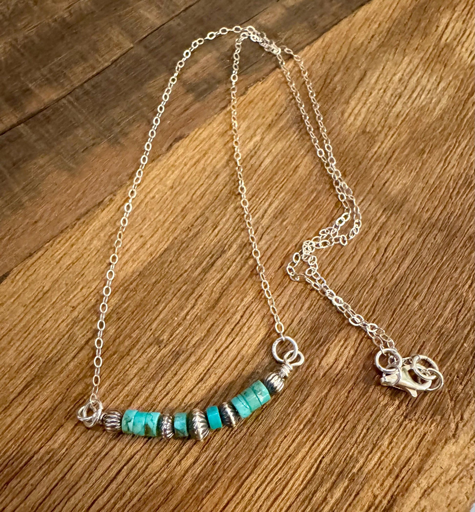 Navajo Pearl and Turquoise Bar Necklace, Sterling Silver Chain, Authentic Navajo Pearls and Turquoise, Turquoise Jewelry Gift