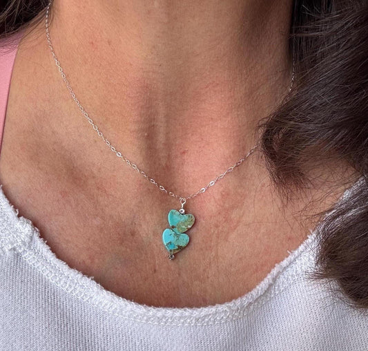 Turquoise Heart Pendant, Kingman Turquoise Necklace, Gemstone Jewelry, Boho Style, Southwestern Style, Gift for Her, Unique Pendant