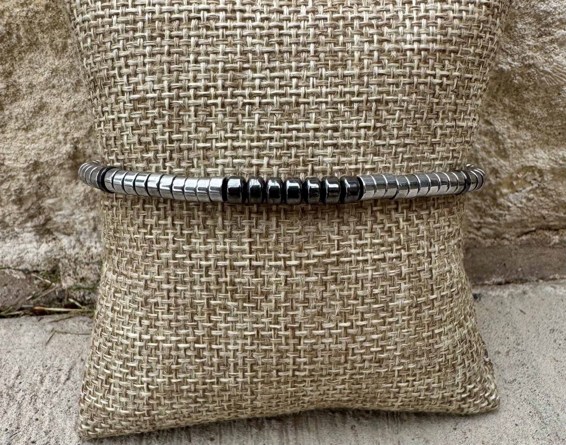 Hematite Sterling Silver Gemstone Bracelet, Hematite Beaded Bracelet, Silver Bracelet, Gemstone Jewelry, Gift Idea