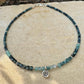 Tourmaline Paraiba Blue Indicolite anklet with flower charm / sterling silver gemstone ankle bracelet