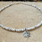 White Howlite Anklet with Lotus Flower Charm, Sterling Silver Gemstone Bracelet, Yoga Jewelry, Gift for Her, Nature Jewelry, Summer Anklet