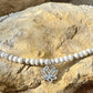 White Howlite Anklet with Lotus Flower Charm, Sterling Silver Gemstone Bracelet, Yoga Jewelry, Gift for Her, Nature Jewelry, Summer Anklet