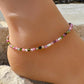 Pink and Green Tourmaline Anklet, Sterling Silver Spacers, Gemstone Ankle Bracelet, Women's Jewelry, Gift Idea