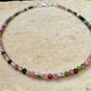 Pink and Green Tourmaline Anklet, Sterling Silver Spacers, Gemstone Ankle Bracelet, Women's Jewelry, Gift Idea
