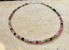 Pink and Green Tourmaline Anklet, Sterling Silver Spacers, Gemstone Ankle Bracelet, Women's Jewelry, Gift Idea