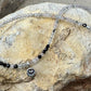 Hematite Phantom Quartz and Black Spinel anklet with sterling heart charm / sterling silver gemstone ankle bracelet