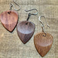 Guitar pick earrings wood with sterling silver wiring