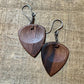 Guitar pick earrings wood with sterling silver wiring