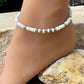 Navajo Pearl and White Turquoise Anklet, Navajo Pearl Ankle Bracelet, Beaded Ankle Jewelry, Southwestern Gift, Tribal Anklet