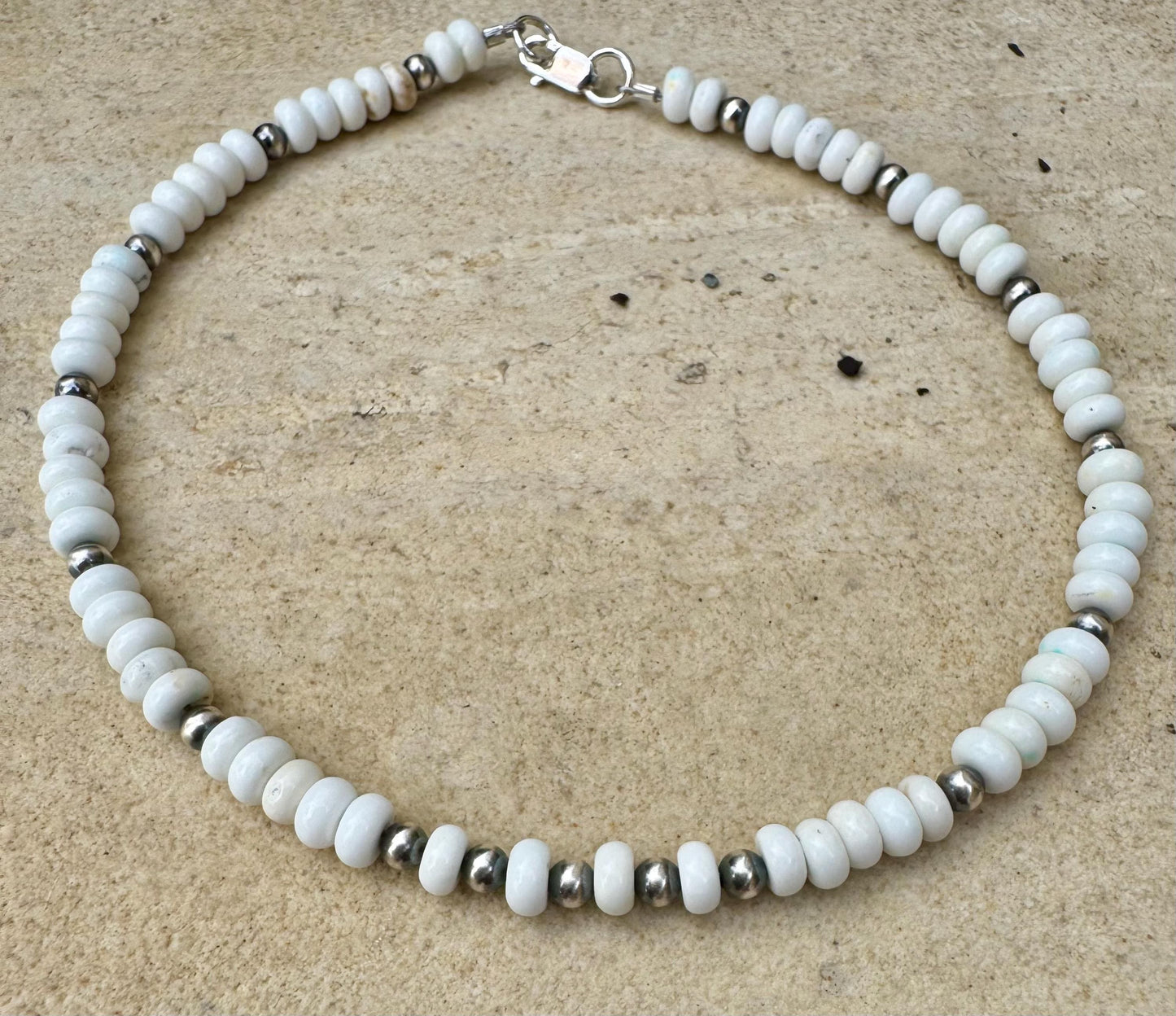 Navajo Pearl and White Turquoise Anklet, Navajo Pearl Ankle Bracelet, Beaded Ankle Jewelry, Southwestern Gift, Tribal Anklet