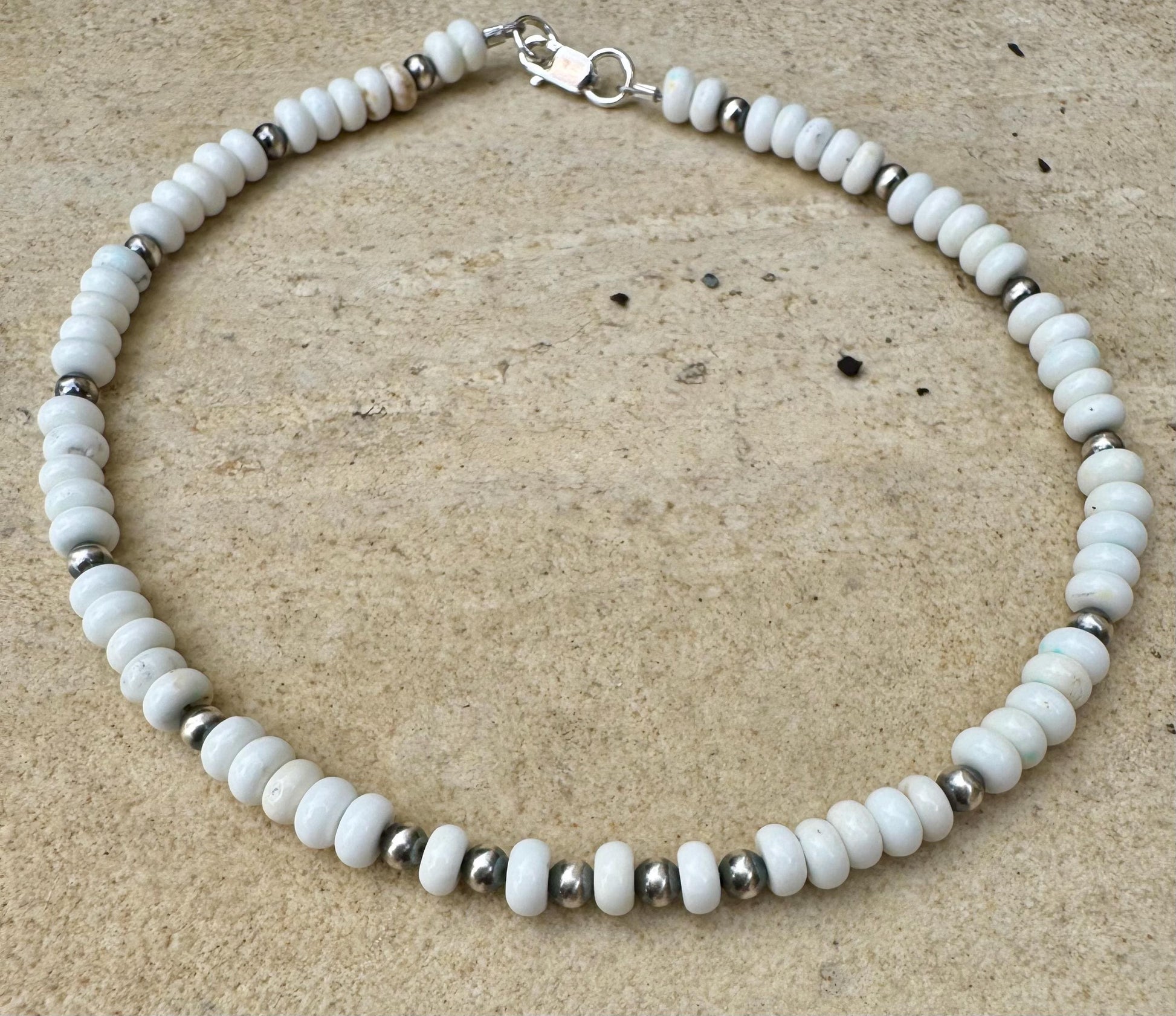 Navajo Pearl and White Turquoise Anklet, Navajo Pearl Ankle Bracelet, Beaded Ankle Jewelry, Southwestern Gift, Tribal Anklet