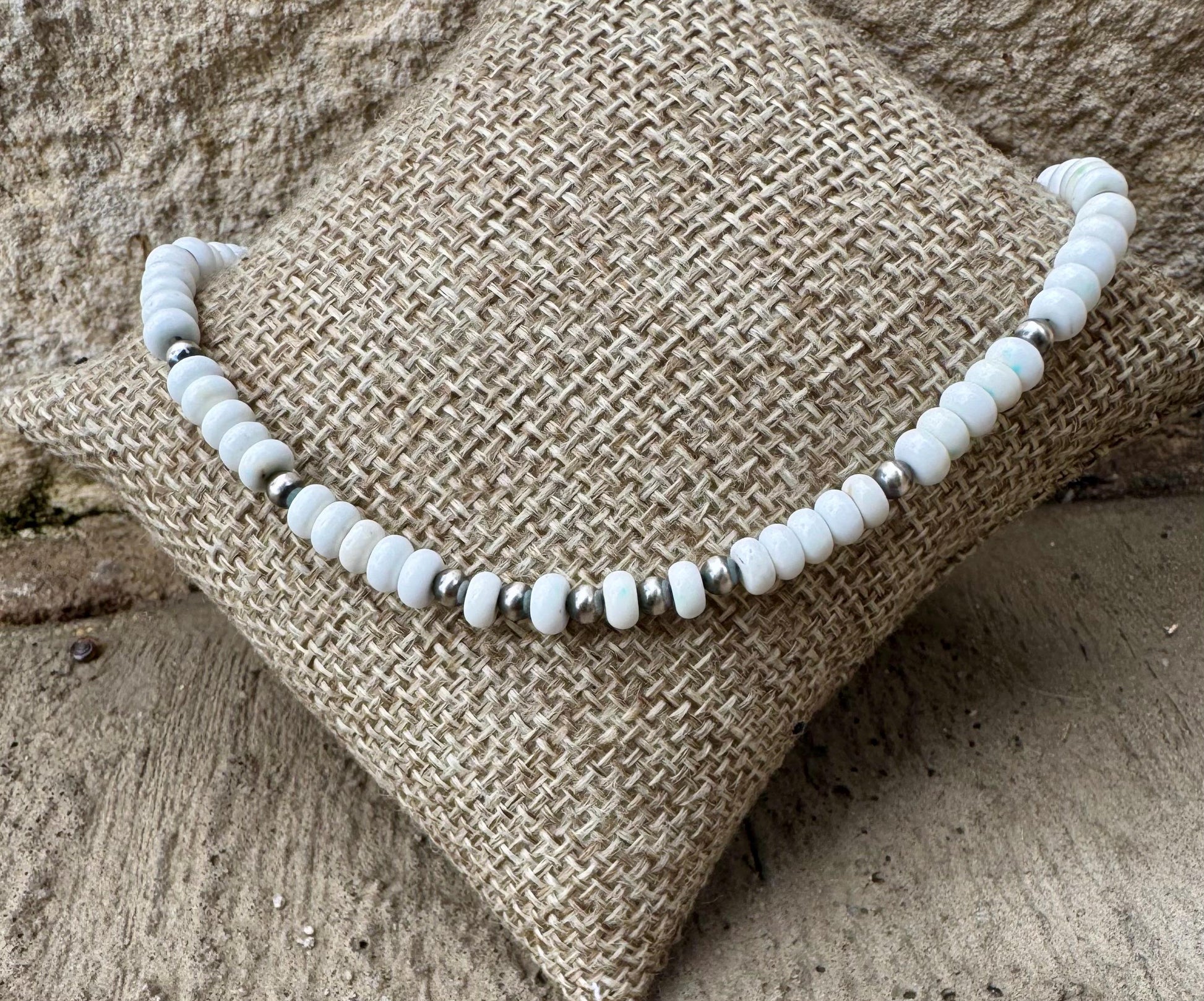 Navajo Pearl and White Turquoise Anklet, Navajo Pearl Ankle Bracelet, Beaded Ankle Jewelry, Southwestern Gift, Tribal Anklet