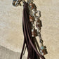 Leather purse tassel with Impression jasper gemstone / beads and sterling silver heart charm