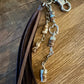 Leather purse tassel with Impression jasper gemstone / beads and sterling silver heart charm