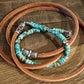 Turquoise Leather Wrap Bracelet, Sterling Silver Bracelet, Genuine Leather Gemstone Bracelet, Gift for Her