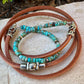 Turquoise Leather Wrap Bracelet, Sterling Silver Bracelet, Genuine Leather Gemstone Bracelet, Gift for Her