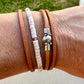 Sterling Silver Wrap Bracelet, White Turquoise Gemstone Bracelet, Leather Jewelry, Genuine Leather Gift, Stylish Wristwear