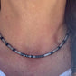 Hematite and Black Onyx gemstone necklace / sterling silver gemstone beaded necklace
