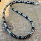 Hematite and Black Onyx gemstone necklace / sterling silver gemstone beaded necklace