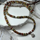 Picasso Red Creek Jasper gemstone necklace with sterling silver spacers and lotus flower pendant