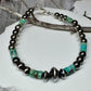 Natural Blue Green Brown Turquoise with Navajo Pearls, Sterling Silver Beaded Jewelry, Gemstone Bracelet, Turquoise Gift