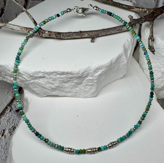 Turquoise sterling silver dainty ankle bracelet / ankle bracelet