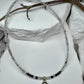 Hematite Phantom Quartz and Black Spinel anklet with sterling heart charm / sterling silver gemstone ankle bracelet