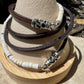 Sterling Silver Wrap Bracelet, White Turquoise Gemstone Bracelet, Leather Jewelry, Genuine Leather Gift, Stylish Wristwear