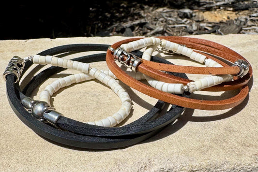 Sterling Silver Wrap Bracelet, White Turquoise Gemstone Bracelet, Leather Jewelry, Genuine Leather Gift, Stylish Wristwear