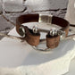 Leather shackle style bracelet with horse clasp magnet closure / genuine leather bracelet