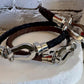 Leather bracelet with stainless steel horseshoe shackle