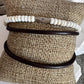 White turquoise leather wrap bracelet, genuine leather