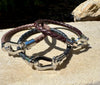 Leather bracelet with stainless steel horseshoe shackle