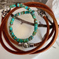 Turquoise Leather Wrap Bracelet, Sterling Silver Bracelet, Genuine Leather Gemstone Bracelet, Gift for Her