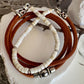 Sterling Silver Wrap Bracelet, White Turquoise Gemstone Bracelet, Leather Jewelry, Genuine Leather Gift, Stylish Wristwear