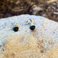Black Onyx stud earrings / tiny sterling silver post earrings
