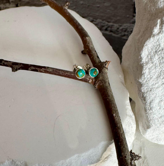 Turquoise Stud Earrings, Sterling Silver Post Earrings, Tiny Minimalist Earrings, Dainty Jewelry, Gift Idea