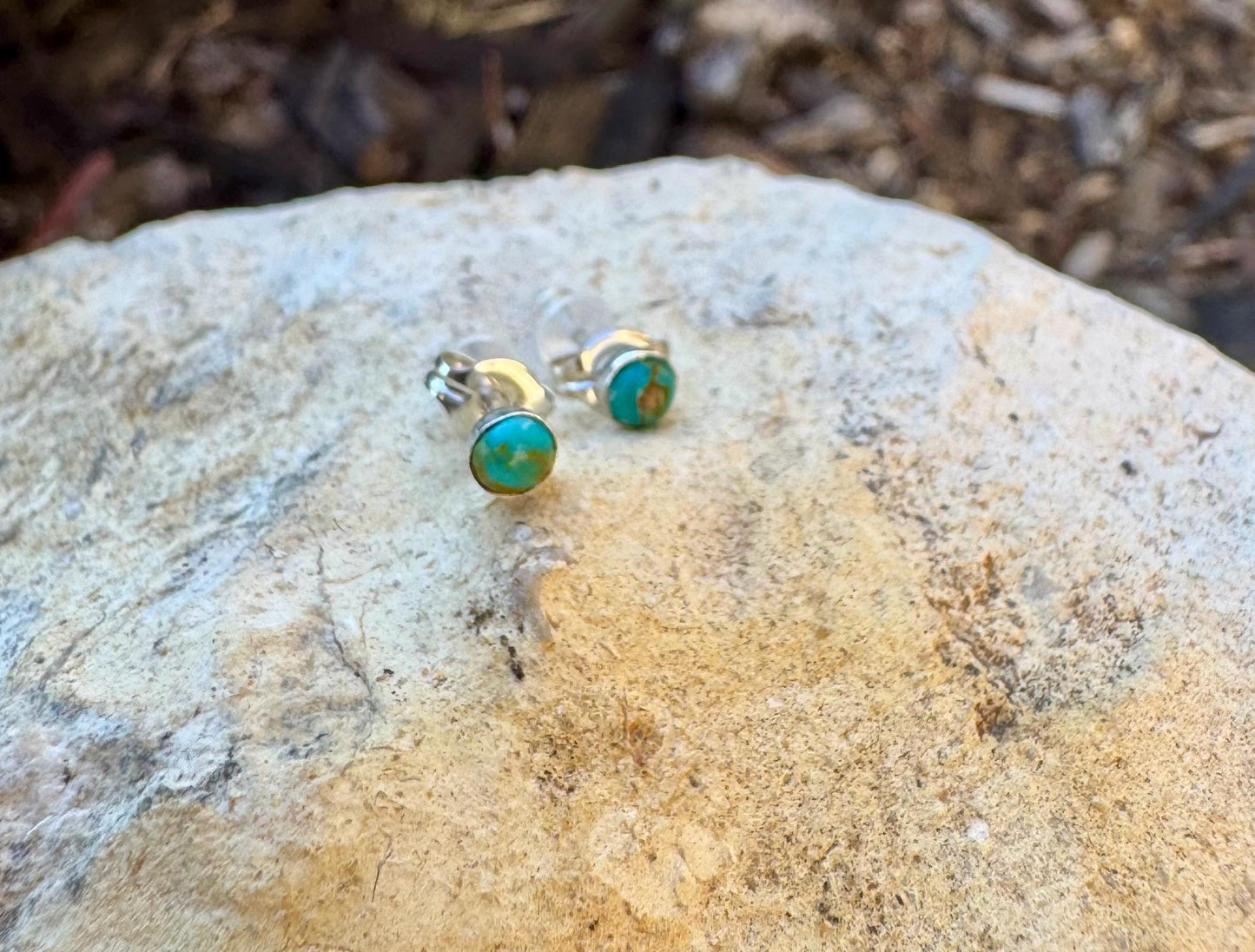 Turquoise Stud Earrings, Sterling Silver Post Earrings, Tiny Minimalist Earrings, Dainty Jewelry, Gift Idea