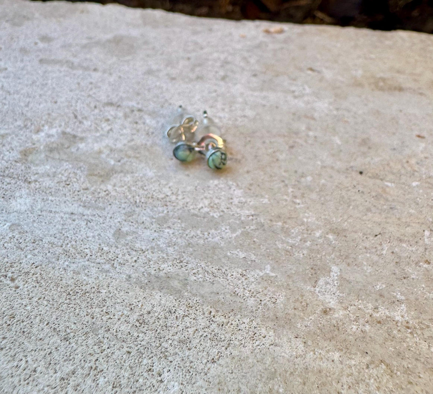 Variscite stud earrings / tiny sterling silver post earrings