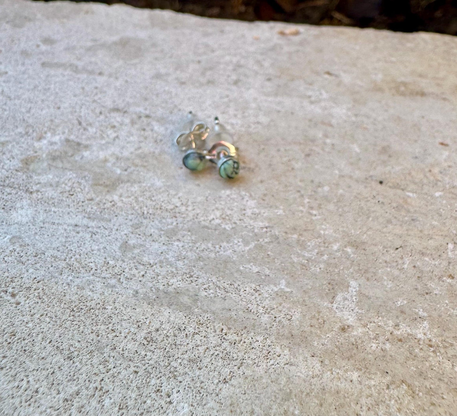 Variscite stud earrings / tiny sterling silver post earrings