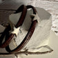 Leather wrap bracelet with silver star sliders and magnet closure