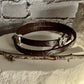 Embossed flower pattern leather wrap bracelet with angel wings spacers and magnet closure, black or dark brown leather
