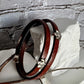 Camel leather wrap bracelet with lotus flower spacers and magnet closure