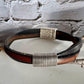 Leather bracelet with magnet closure, dark brown and black leather crossover / genuine leather bracelet
