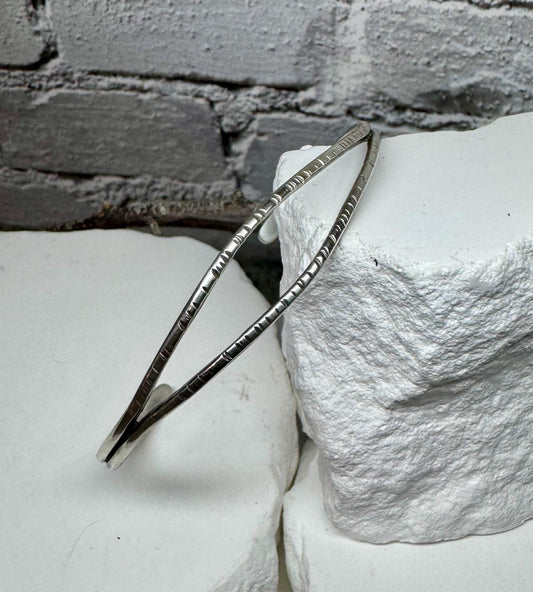 Split center sterling silver hammered cuff bracelet
