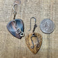 Guitar pick earrings / wood, sterling silver treble clef and note dangle