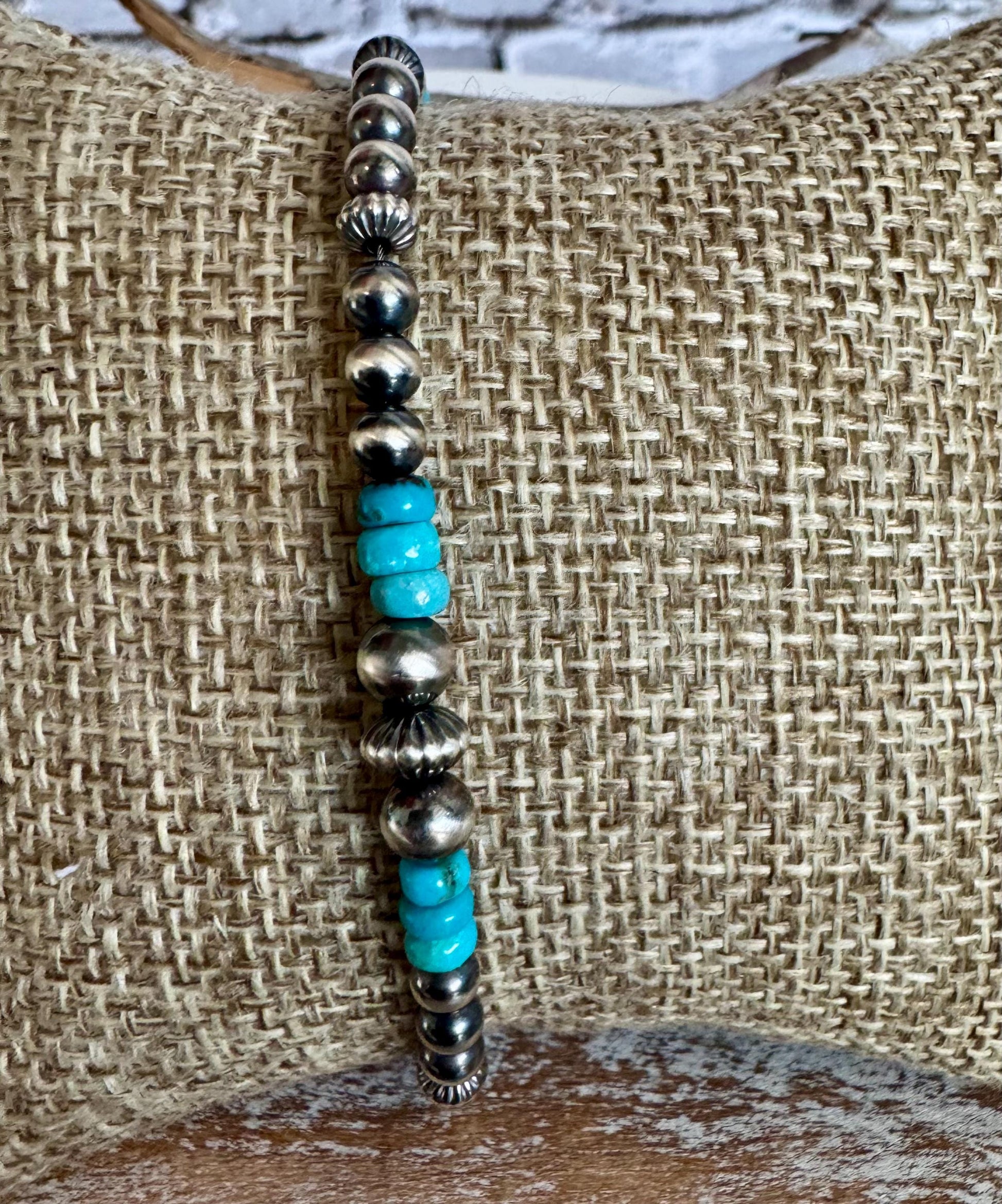 Navajo Pearls with Arizona Blue Turquoise Bracelet / Genuine Turquoise sterling silver bracelet / gemstone bracelet
