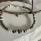 Navajo pearl, white turquoise gemstone bracelet / sterling silver beaded gemstone bracelet