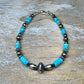Turquoise Navajo pearl torpedo bracelet / beaded gemstone sterling silver bracelet